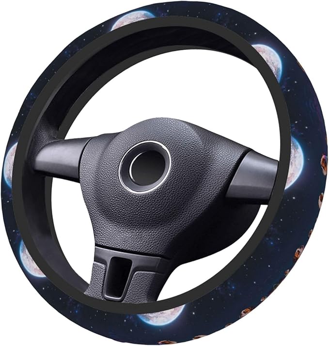 English Bulldog Digital Art Neoprene Steering Wheel Covers Women Men Car Accessories, Universal 15 Inch Fit Auto, Suvs, Truck