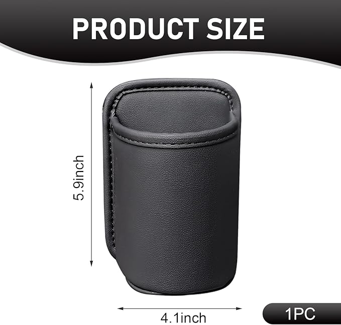 Shakas Car Door Large Cup Holder, Multifunctional Storage Bag Trash Can for Beverage Water Cup Mobile Phone, Waterproof Cleanable Leather Insert Organizer for Seat Back, for Cars Trucks (Black)