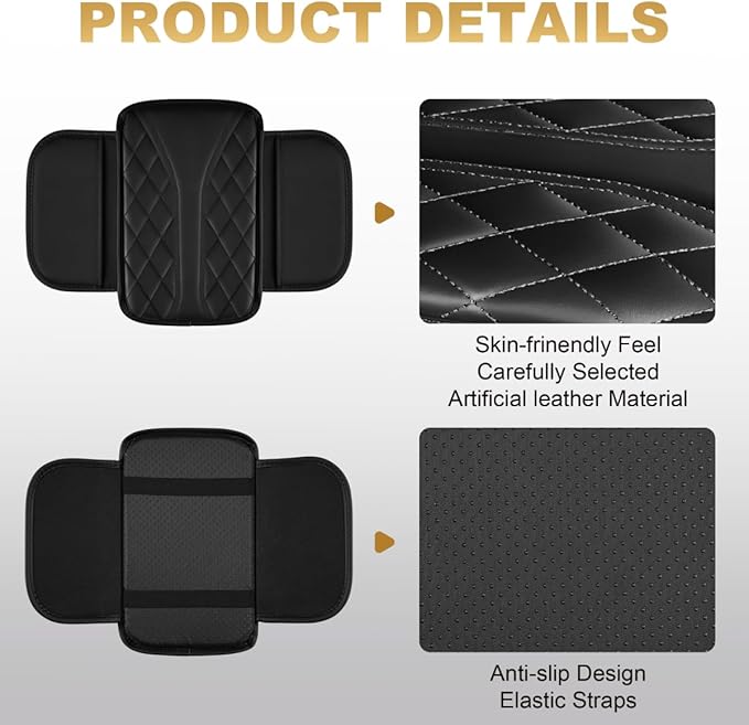 Center Console Cover Fit for 4Runner Scratch & Wear Resistant Waterproof Middle Console Cover with 2 Storage Bags(Black)