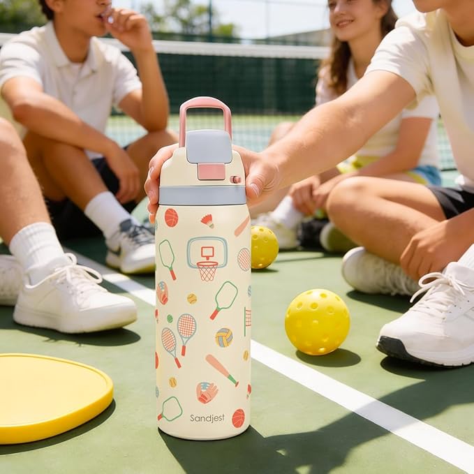 Sports Lover Stainless Steel Water Bottle, Vacuum Insulated, Push-Button Lid, 32 oz, Gifts for Women Girls Friends Teens Birthday Christmas