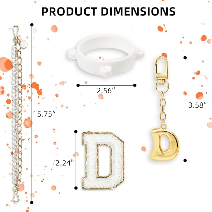 Letter Handle Strap Accessories with Cute Initial Charm Compatible with Owala Water Bottle 24oz 32oz 40oz Owala Kids