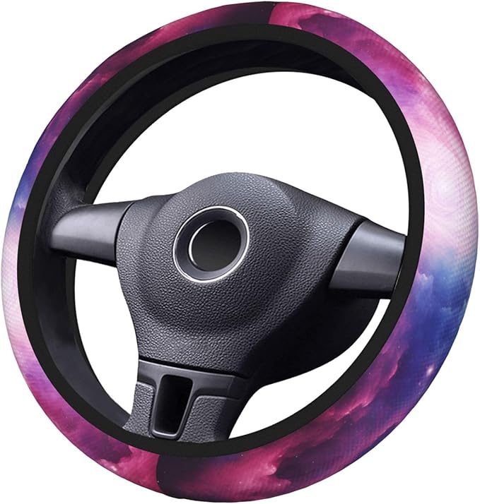 Steering Wheel Cover Polyester Thick Non-Slip Car Steering Wheel Cover Protector Universal 15 Inch, 3D Magical Nebula