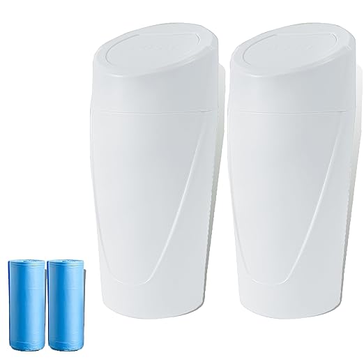 Car Trash Can Bin with Lid - 2 Packs Car Trash Bin-Car Trash Can Cup Holder-Mini Trash Garbage Can with 30pcs Small Trash Bags-Car Organizer Storage for Front Back Seat Accessories (White)