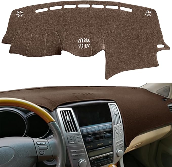 Dash Cover Mat Custom Fit for 2004-2006 Lexus RX330,2007-2009 RX350, 2006-2008 RX400h, Dashboard Cover Pad Carpet Protector (Dark Brown) F82