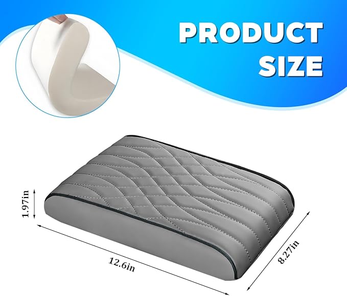 BESULEN Car Center Console Cover, Memory Foam Scratch & Wear Resistant Vehicle Armrest Storage Box Cushion Pad, Auto Interior Middle Console Protector, Universal for Sedan RV Pickup (Grey)