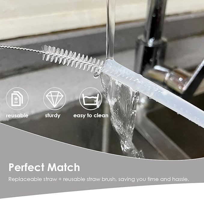 Straw Cleaner Brush Fit for Owala FreeSip 24oz/32oz/40oz,Long Handle Bottle Brush Compatible with Owala Water Bottle 24oz/32oz/40oz, Plus 3 in 1 Cup Lid Cleaning Brush Set for Most Water Bottles