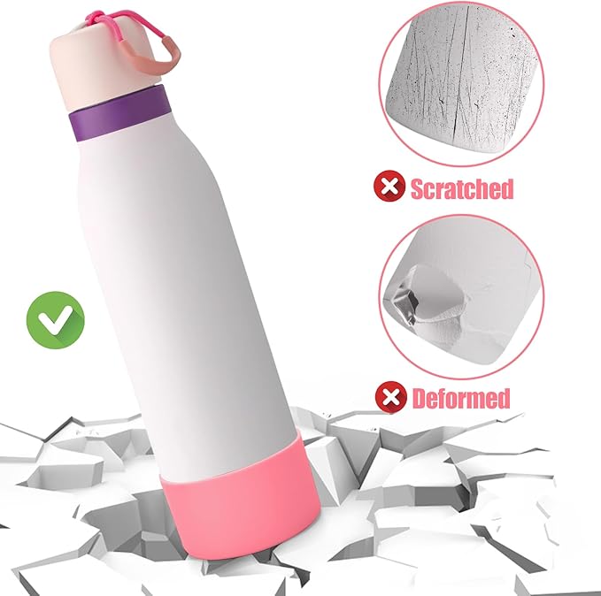 Mity rain 2PCS Silicone Boot for Owala FreeSip Twist Water Bottle, Anti-Slip, Noise-Reducing,Prevents Scratches(18 oz Pink)