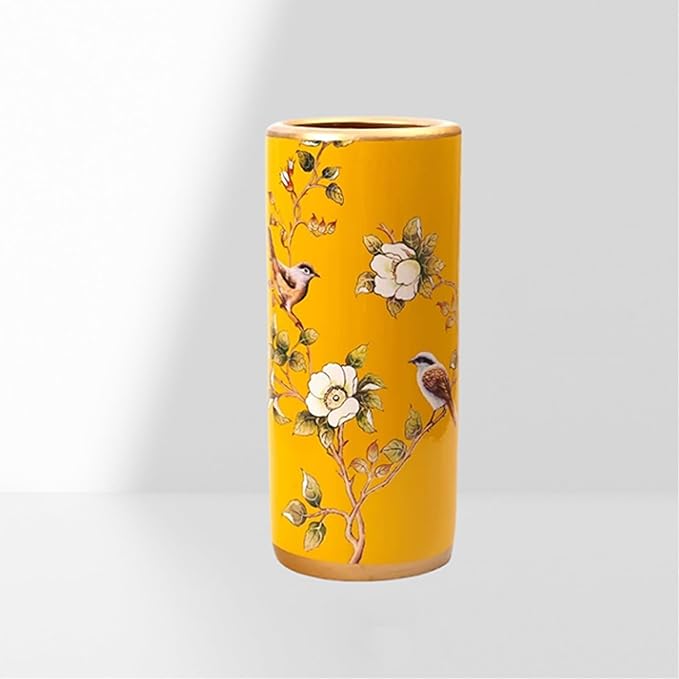 Ceramic Umbrella Stand Umbrella Holder for Entryway Hand-Made Umbrella Stand Barrels Umbrella Holder Cane Floor Standing Vase Ceramic Storage Bucket for Home Office Entrance Indoor.(Yellow 202)