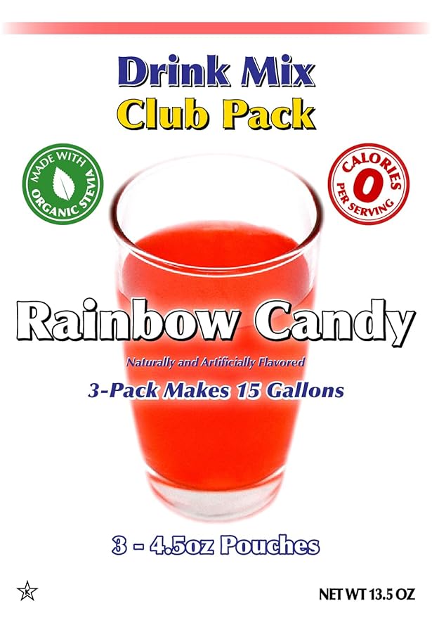 GramZero Rainbow Candy Zero Calorie Sugar Free Drink Mix, Great For Nutrition Club Loaded Teas, Stevia Sweetened