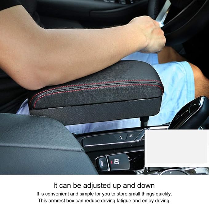 Car Armrest Storage Box, Universal Car Center Console Arm Rest Cushion with Adjustable Height, Car Seat Gap Filler Organizer, Car Armrest Support Elbow Pad for Most Car Models