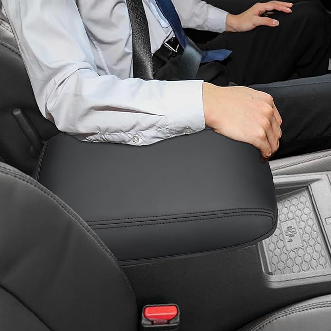 INTGET Center Console Cover for 2022-2025 2026 Nissan Frontier Accessories Leather Middle Console Cover Arm Rest Lid for Nissan Frontier Pro 4X Accessories S/SV/PRO-X/SL/Hardbody (Black Stitches)
