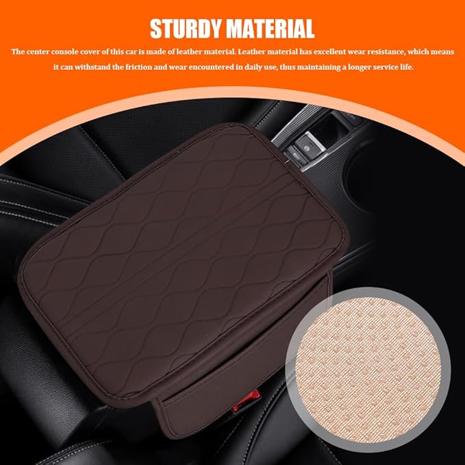 Leopard Cheetah Print African Animal Hunting Auto Center Console Armrest Pad, Car Center Console Cover, Auto Accessories Soft Comfort Armrest Cover Cushion Mat for Most Cars (Coffee-K3)