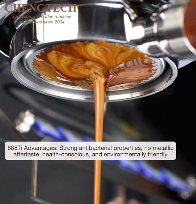58mm 15g 888Ti Titanium Espresso Filter Basket – Precision 888 Holes, Straight-Walled Flat Bottom, Ridgeless Design for Consistent Extraction