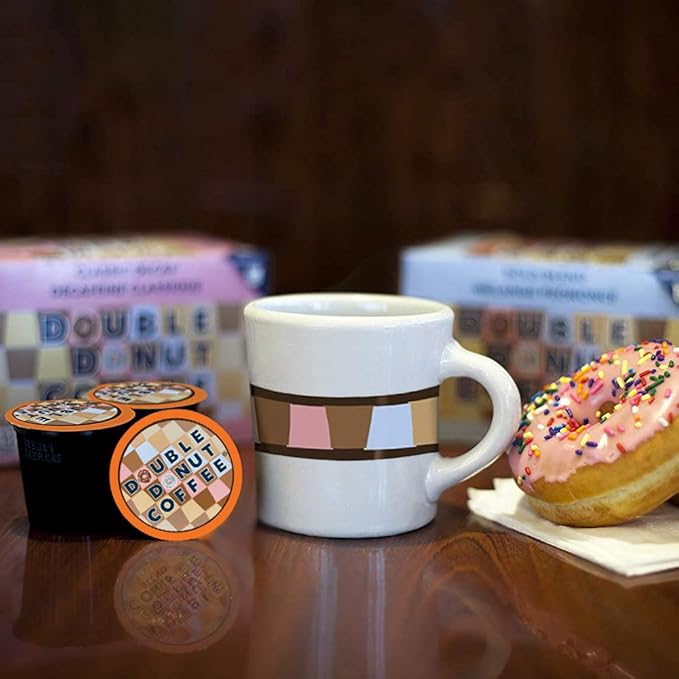 Double Donut Decaf Flavored Coffee, Caramel Swirl, Decaf Caramel Coffee for Keurig K Cups Machines, Single Serve in Recyclable Pods, 96 Count Bulk