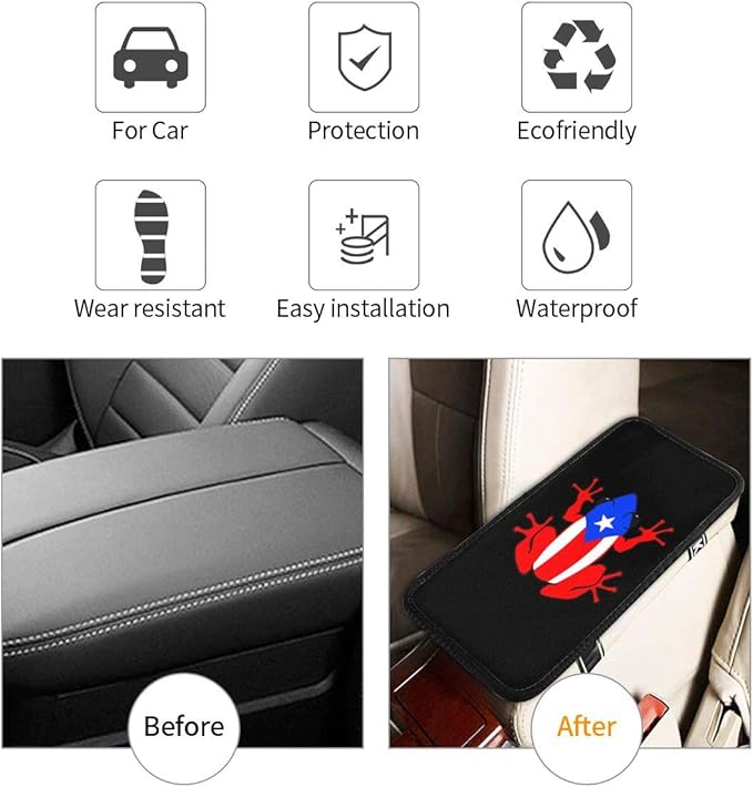 Puerto Rico Rican Frog Car Armrest Cover Auto Center Console Pad Soft Car Armrest Cushion Handrail Box Universal Decoration Cushion