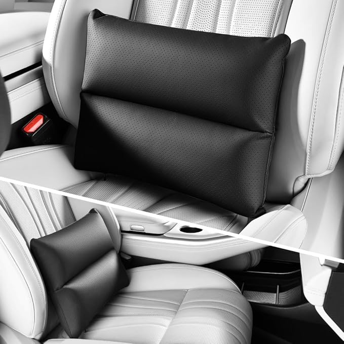 Car Lumbar Support Reversible Design Fixes Waist Gap Improves Driving Comfort Double-Sided Perforated enhances air Circulation Durable maintains Shape Long Lasting use 1P(Black)