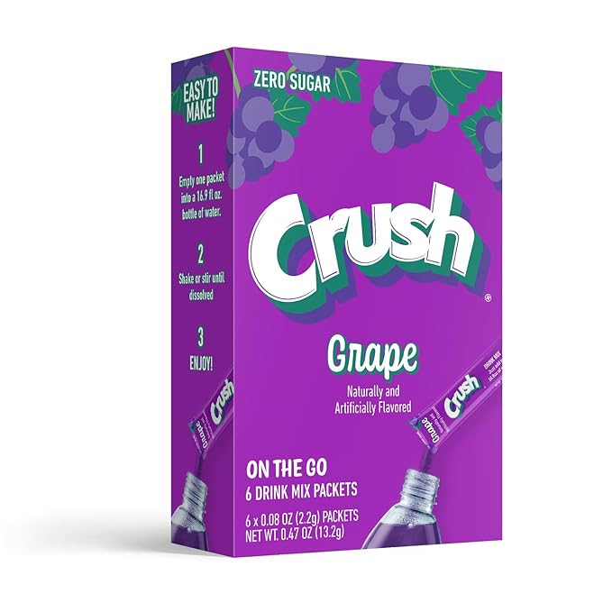 Crush- Powder Drink Mix - Sugar Free & Delicious (Grape, 72 Sticks)