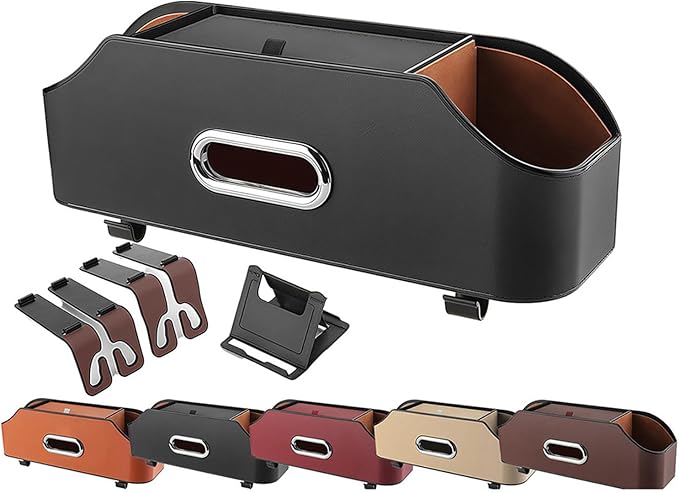 3-in-1 Car Backseat Organizer, Multifunctional Car Seat Back Storage Box, Car Organizers and Storage, For Hold Drinks, Handbag, Keep Your Ride Clean & Organized (Hook Installation, Black)