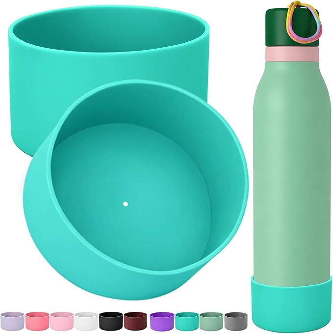 Mity rain 2PCS Silicone Boot for Owala FreeSip Twist Water Bottle, Anti-Slip, Noise-Reducing,Prevents Scratches(18oz Green)