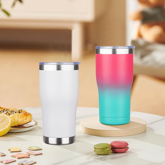 MEZMUT 20oz Coffee Tumbler with Lid and Straw Double Wall Vacuum Insulated Cup Stainless Steel Travel Mugs Insulated for Hot and Cold Leakproof Powder Coated Tumbler for Indoor and Outdoor