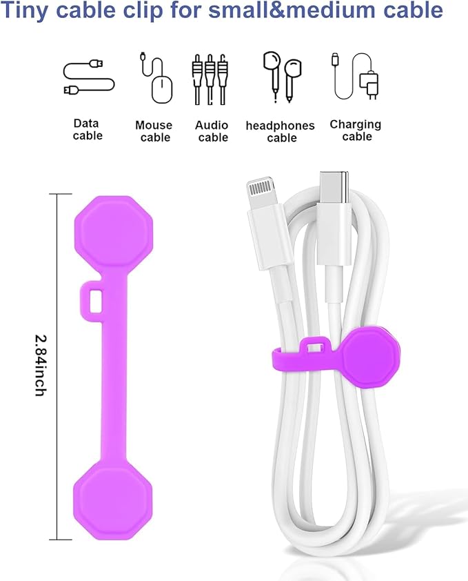 6 PCS Silicone Magnetic Cable Ties, Cable Clips Cord Organizer [1S] Management Cable Cords, Reusable Magnet Cable Organizer, Phone Cord Holder for Organizing, Bookmark Whiteboard Fridge Magnets etc