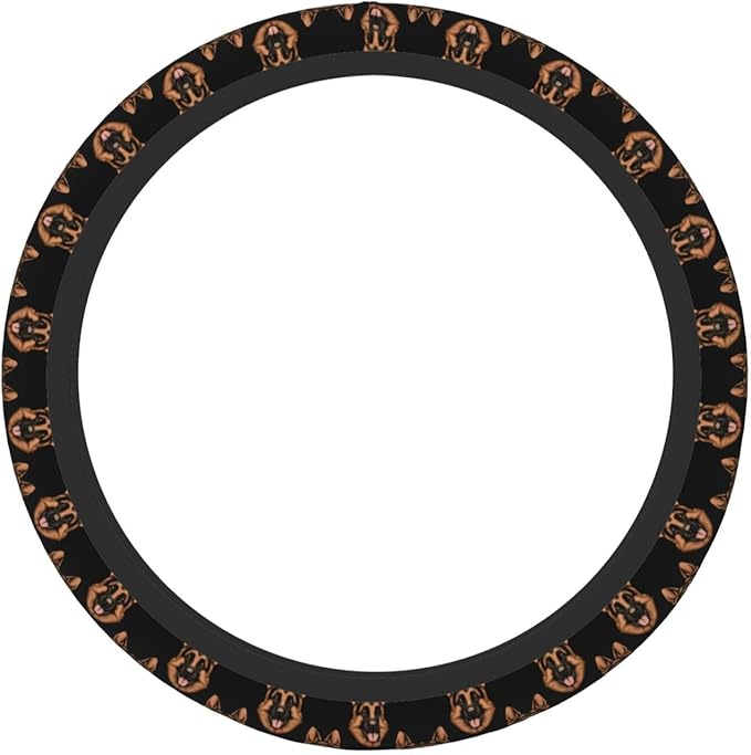 Neoprene Steering Wheel Cover German Shepherd Head Pattern Car Steering Wheel Cover Universal Fit for Most Cars