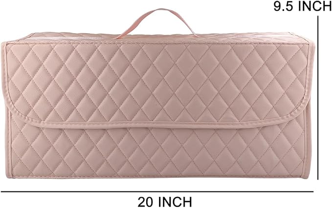Trunk Organizer for Car,Foldable Car Organizer Back Seat,Tool Storage Organizer for Suv,Car Trunk Organizer and Storage for Sedan (Leather-Pink, 19.9 inch*9.5 inch)