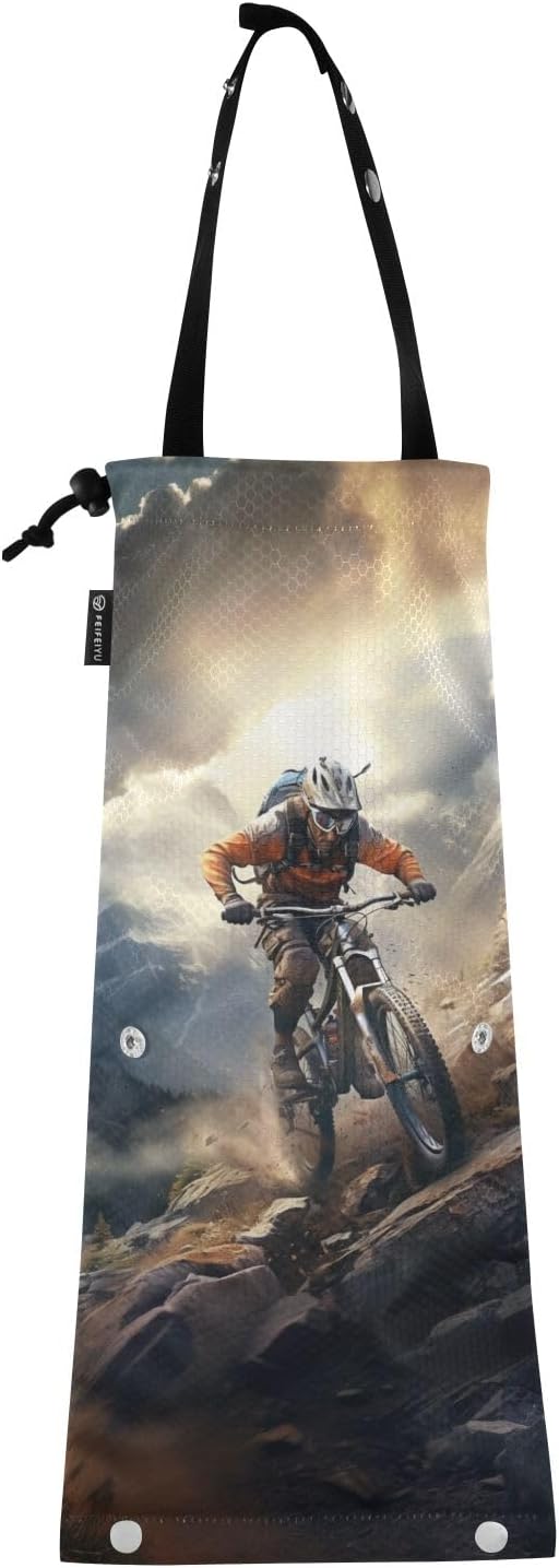 ALAZA Hanging Car Trash Bags Garbage Bag Trash Can for Back Seat Small Mountain Cycling Washable Storage Bag Retractable 2 Pack