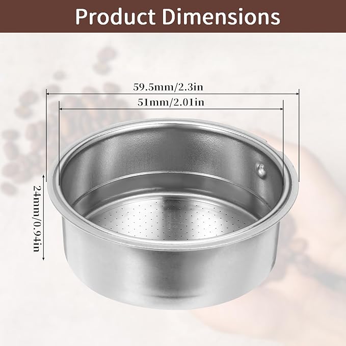 51mm Espresso Filter for CM5418, Double Cup Filter Basket Compatible for CASABREWS Espresso Machine CM5418, Double Layer Pressurized Coffee Filter Fits 51mm Portafilter