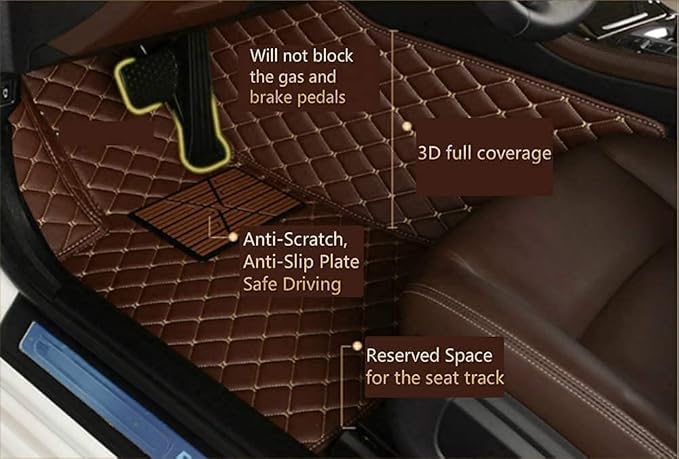 Custom Making Car Floor Mats Compatible for 2000-2025 All Mode Sedan SUV Sports Car Full Coverage Cute Pads Protection Non-Slip Leather Floor Liners (Purple)