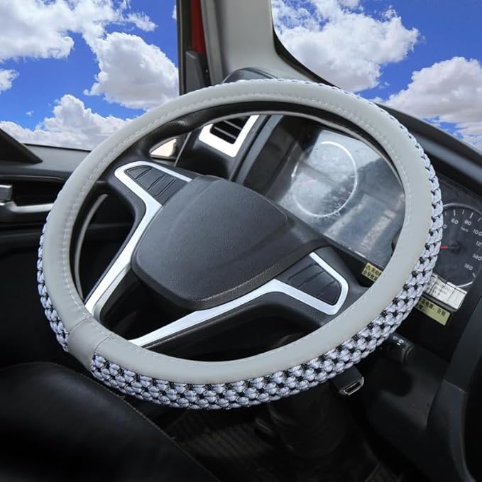 15”16”17“18“19”20 Inch Ice Silk Ventilation Multi-Style Comfy Grip Steering Wheel Cover for Truck, Bus, Big Rig Trucker,SUV， Anti-Slip Design 15-20 Inch (Gray, 18 inch)