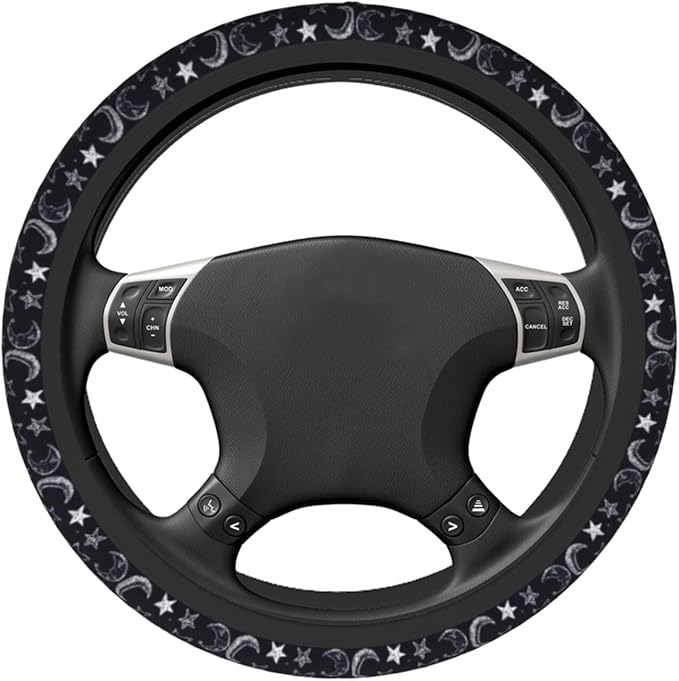 Star Moon Steering Wheel Cover for Women Men Girls Car Accessories Decor Anti-Slip Neoprene Auto Steering Wheel Covers Protector Universal 15 Inch