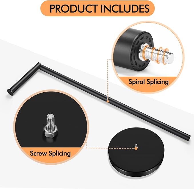 DAWNER 24" Black Toilet Paper Holder Free Standing, Stainless Steel Rustproof Toilet Paper Stand with Storage, Stable Heavy Weighted Flat Base for Apartment, Bathroom, Kitchen, Matte Black Finish