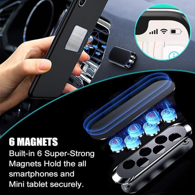 SALEX Flat Magnetic Phone Mounts 3 Pack. Black Cell Phone Holder for Car Dashboard, Wall, Truck. Universal Stick on iPad Wall Magnet Mount Kit for Tablets, Smartphones. Magnetic Phone Mount for iPhone