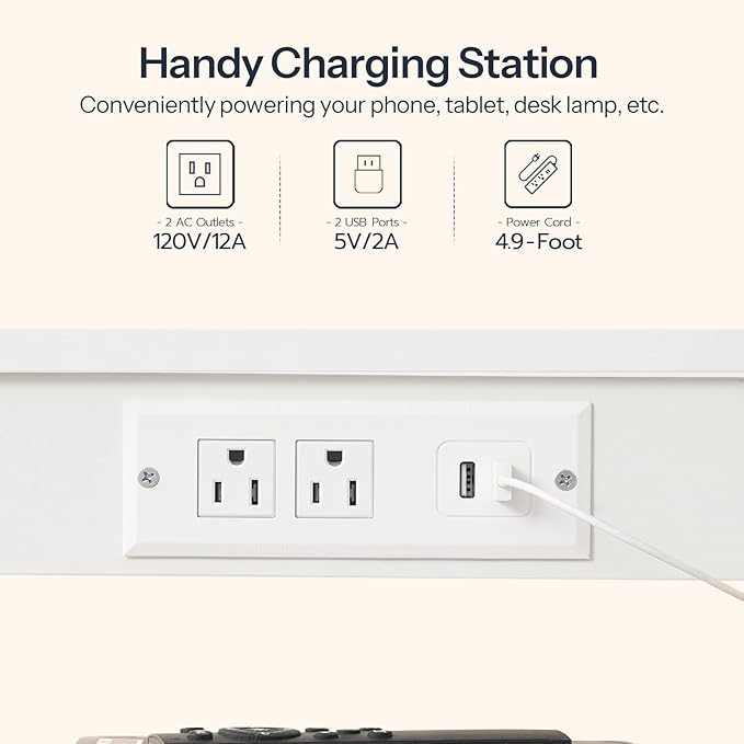 HOOBRO Side Tables Set of 2 with Charging Station and USB Port, Small End Tables for Small Space, 3-Tier Nightstands with Adjustable Shelf, for Living Room, Bedroom, White WW112BZP201