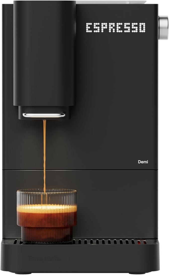 Terra Kaffe Demi Compact Fully Automatic Espresso Machine - Roaster-Approved Espresso Settings - Barista-Level Quality with Built-In Grinder - Coffee Machine - Slate