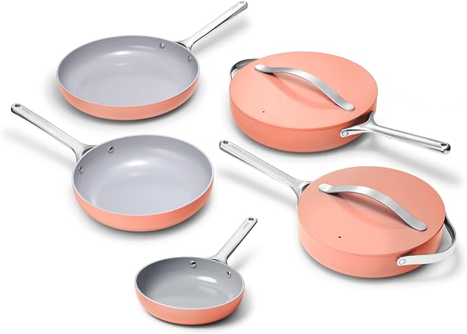 Caraway 8in + 10in Fry + 12in Fry Set (no lids) + 3Qt+ 4.5Qt Saute Duo Perracotta