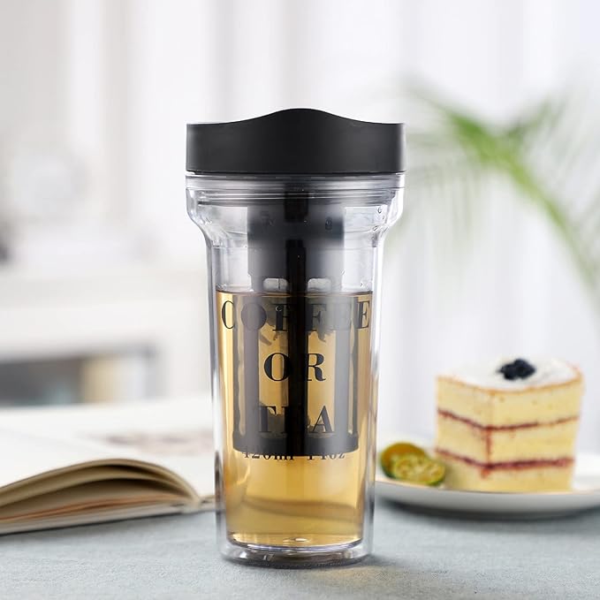 Cold Brew Cup Portable Cold Brew Coffee Maker Cold Brew Coffee Tea Airtight Bottle Iced Coffee Cup with Lid Stainless Steel Filter Reusable Cold Brew Coffee Tea Cup