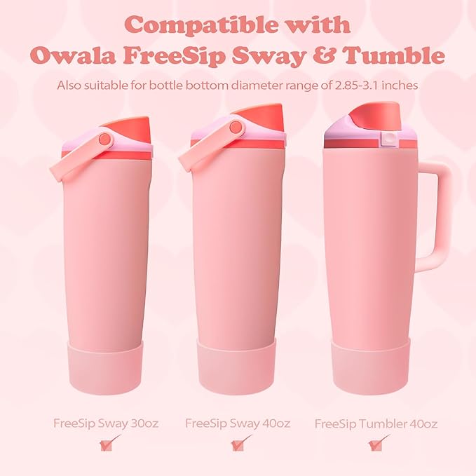 2PCS Silicone Boots for Owala 30oz & 40oz FreeSip Sway Bottles & Tumblers – Non-Slip, Scratch-Resistant, Stability Enhancer for Owala Accessories (Angel Food Cake)