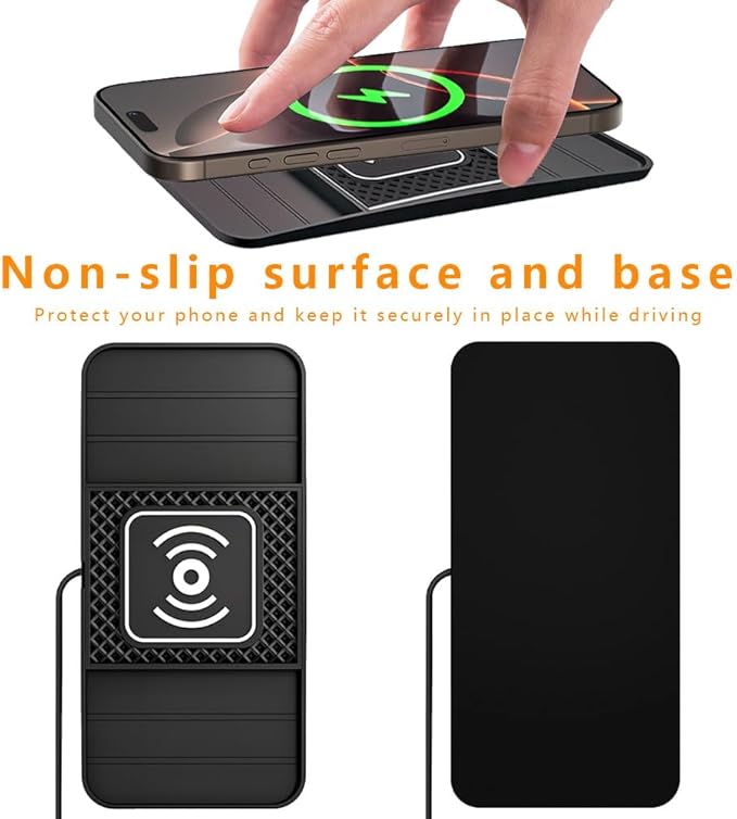 Wireless Charging Pad for Car for Kia Forte 2010-2024, DIY Trim-to-Fit Slim Non Slip Fast Charger Car Wireless Charging Pad 30CM Cable,A&30cm Type-C Plug Cable