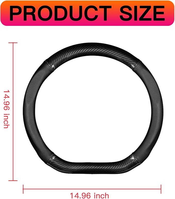 Pack-1 Car Breathable Steering Wheel Cover, Carbon Fiber Wear-Resistant Steering Wheel Sleeve, Non-Slip Steering Wheel Protector, Universal Steering Wheel Set, for Most Cars (Black #D-Shaped)