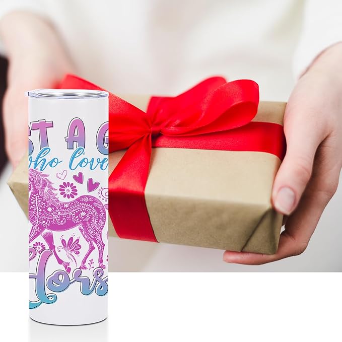 Horse Gifts, 20 Oz Straight Skinny Tumblers, Stainless Steel Tumbler, Double Wall Vacuum Travel Mug, Horse Stuff Animal Coffee Cup, Insulated Coffee Mug Thermal Cup for Home, Office, Outdoor