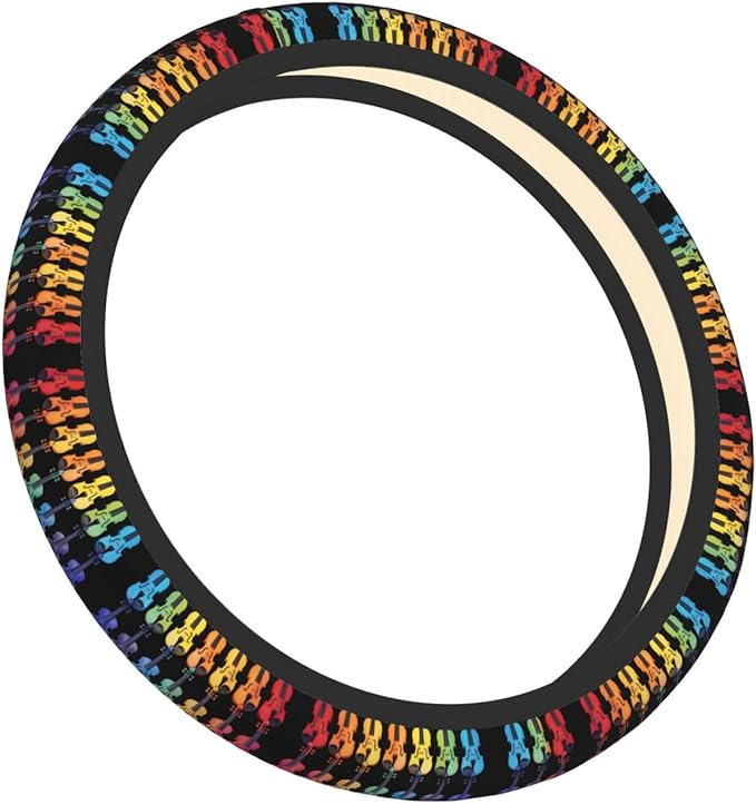 Neoprene Steering Wheel Cover Violin Pattern Car Steering Wheel Cover Universal Fit for Most Cars