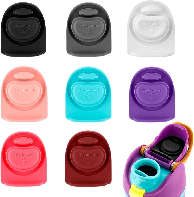 BOXOB 8pcs Silicone Bottle Stopper for Owala FreeSip 24oz 32oz, Water Bottle Plug Mouth Lid Cap Top Seal Replacement Parts Accessories Compatible with Owala 16/19/24/32/40oz (8 Colors)