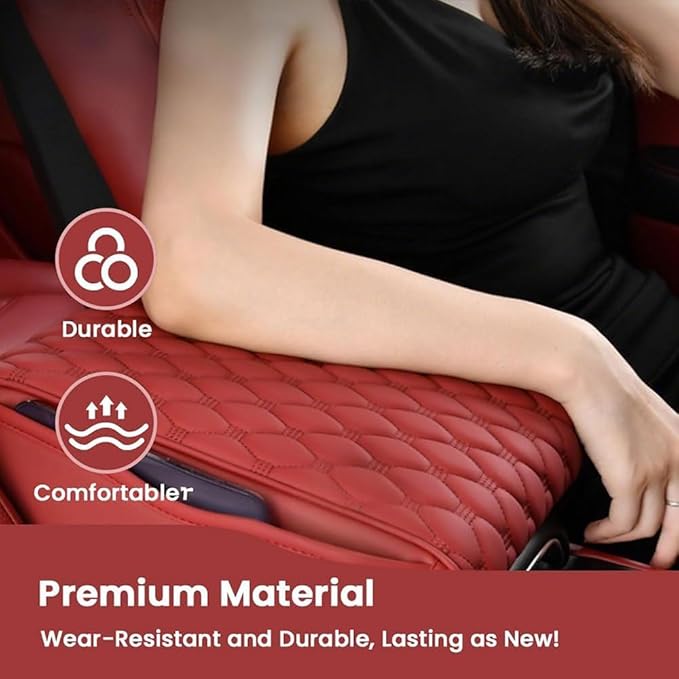 Car Center Console Cover for Genesis G80 II 2020 2021 2022 2023 2024 2025,Leather Armrest Lid Cushion Protector Multifunctional Armrest Pad Interior Accessories,Beige