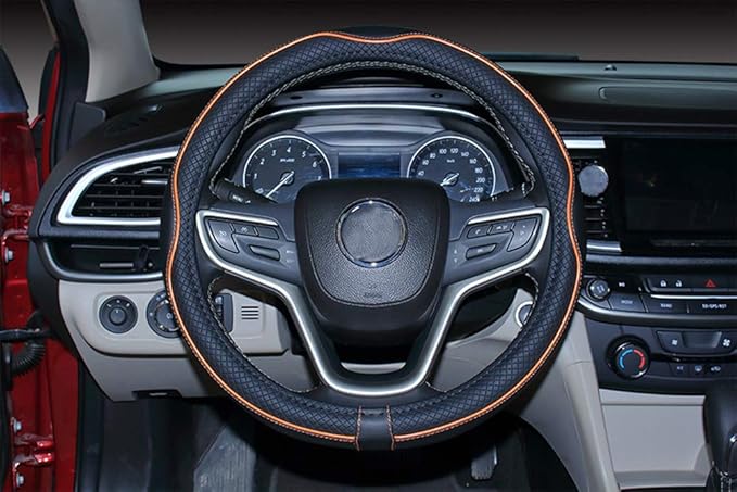 Mayco Bell 2019 New Microfiber Leather Car Extra Large Steering Wheel Cover for Big Trucks (17.5-18'', Orange)