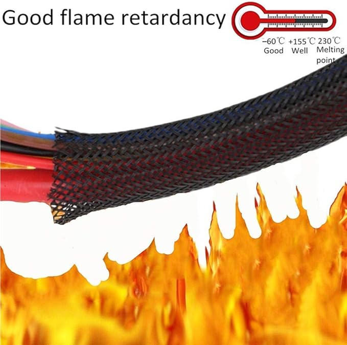 25ft - 1/8 Inch Cable Management Sleeve Protector,Wire Loom PET Expandable Wire Sleeving for Office TV Computer Home Theater Engine Bay Cord Organizer,Protect Cables from Pet Cat Dog Chewing,BlackRed