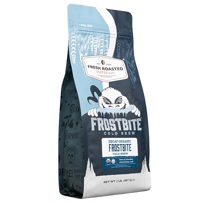 Fresh Roasted Coffee, Organic Decaf Frostbite Cold Brew | Mold & Myco 3rd Party Tested | 2 lb (32 oz) Medium Roast, Kosher, Coarse Grind