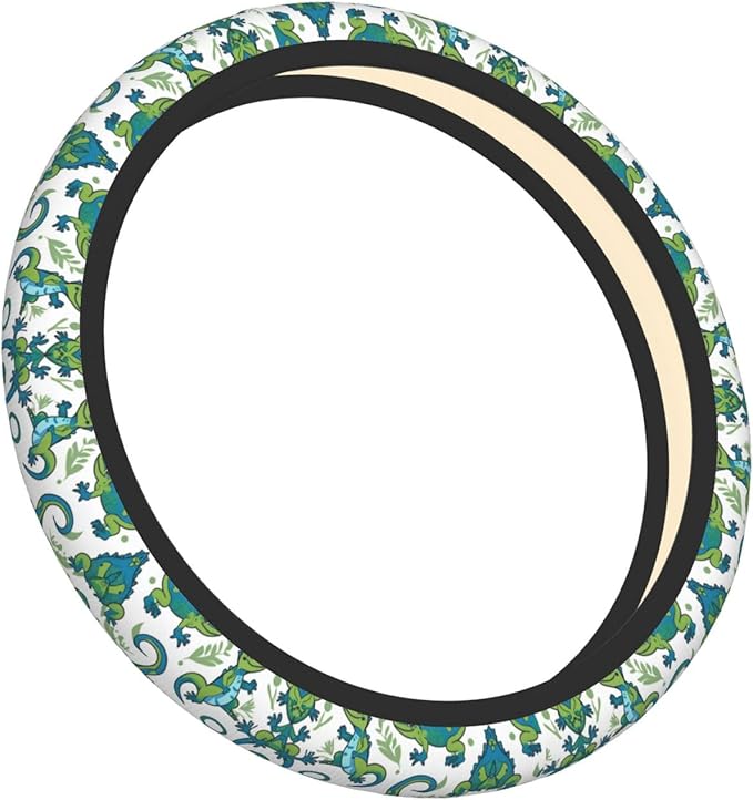 Cute Lizards Car Steering Wheel Cover, 15 Inch Steering Wheel Cover Stylish Decor for Most Cars