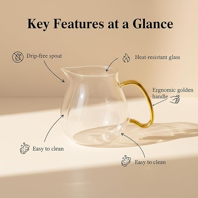 Creamers Glass Pitcher Set of 2, Elegant Spherical Transparent Creamer Pitcher for Coffee Servers, Milk, Tea, 12 oz / 350 ml Milk Frothing Cup Creamer Jug for Coffee shop, Home and Kitchen